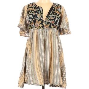 Free People brown dress small S New NWT Short Sleeve Tassels Beautiful BOHO RARE
